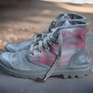 Palladium PAMPA HI High- top Lace Up Plaid Sneaker Shoes Women's Size 8.5